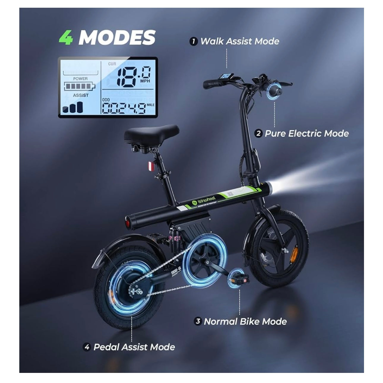 isinwheel U1 Commuter Adults Electric Bike (500W Motor/40KM/32KM/h Top Speed - UL 2849 & CFR1512 - Dual Disc Brakes - 7.8Ah Battery - Center Suspension )