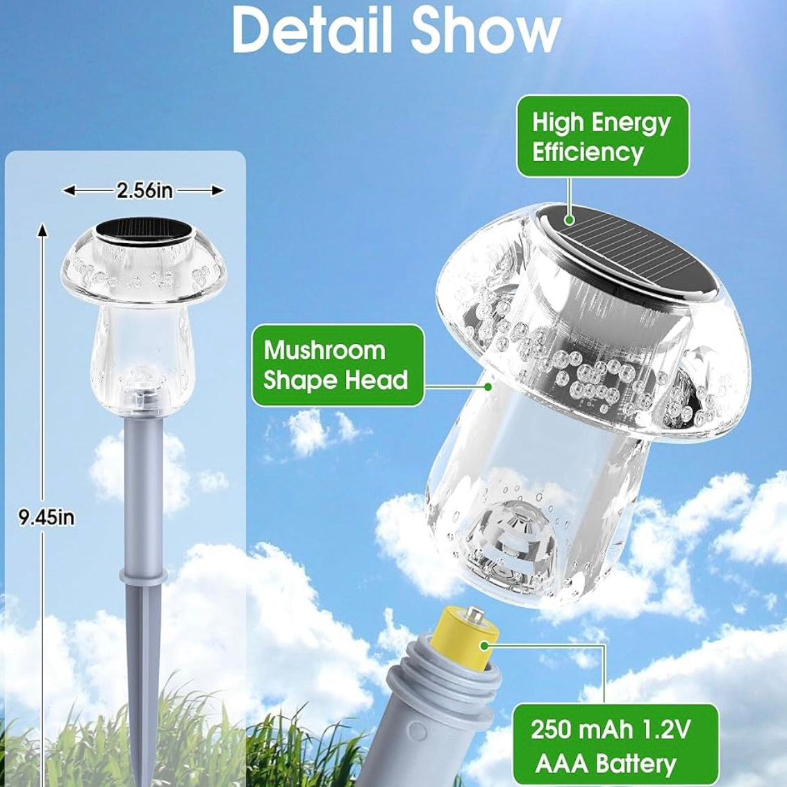 8 Pack Waterproof Solar Mushroom Lights