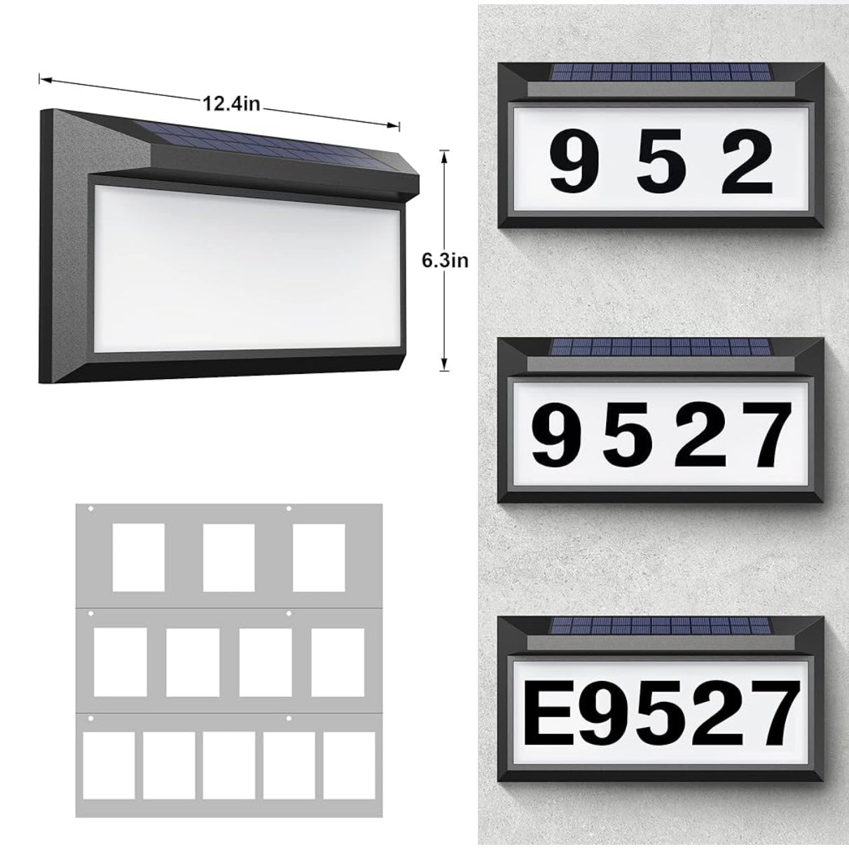 Solar Address Sign, Lighted Address Numbers Outdoor Waterproof, Illuminated LED Address Plaque, House Numbers for Outside