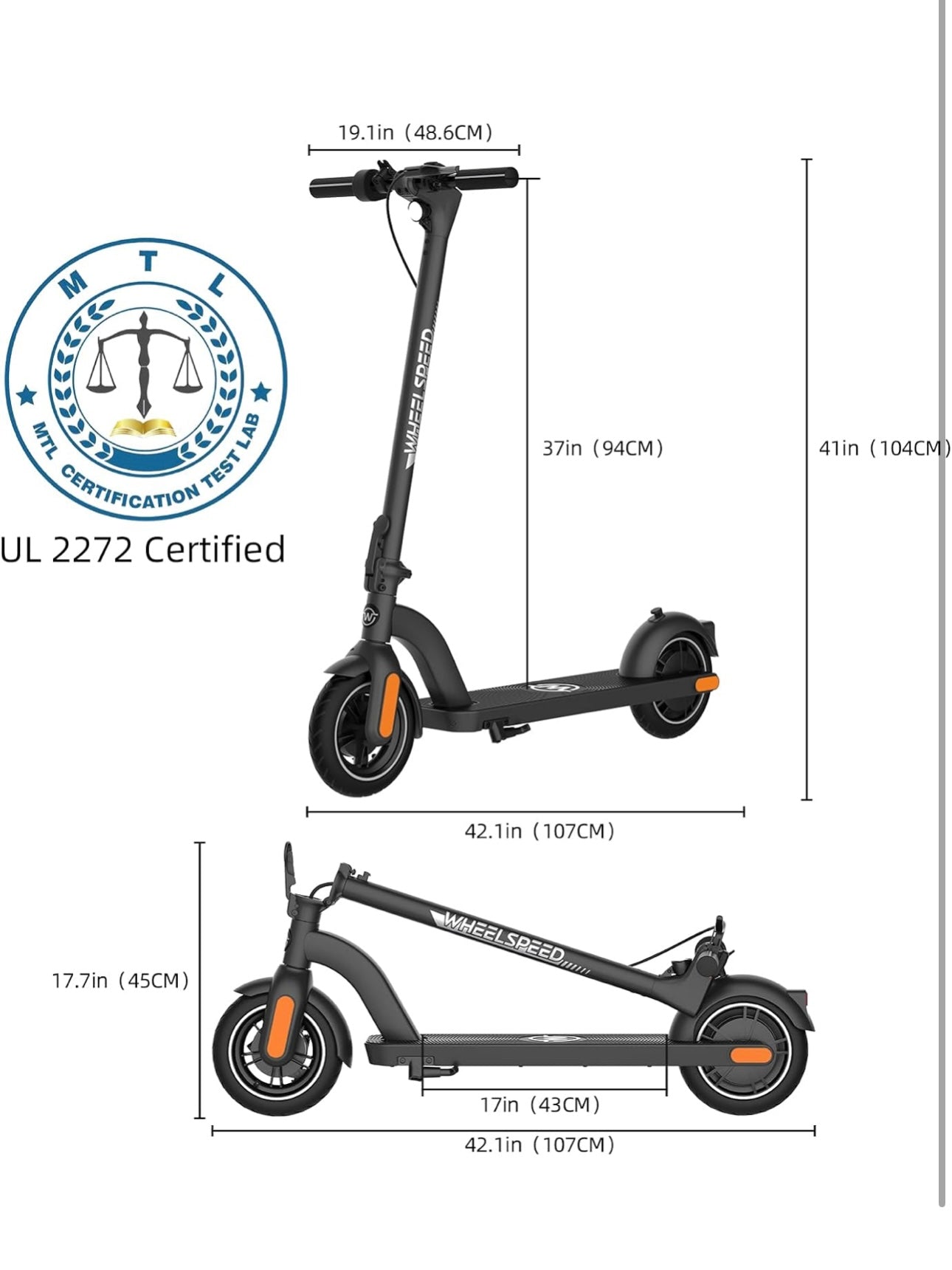 Wheelspeed Electric Scooter Primer, 18-22 KM Long Range & 25KM/H Lightweight Commuting Electric Scooter, 350W Motor & 8.5" Pneumatic Tires Portable E-Scooter for Adults with Anti-Theft E-Lock