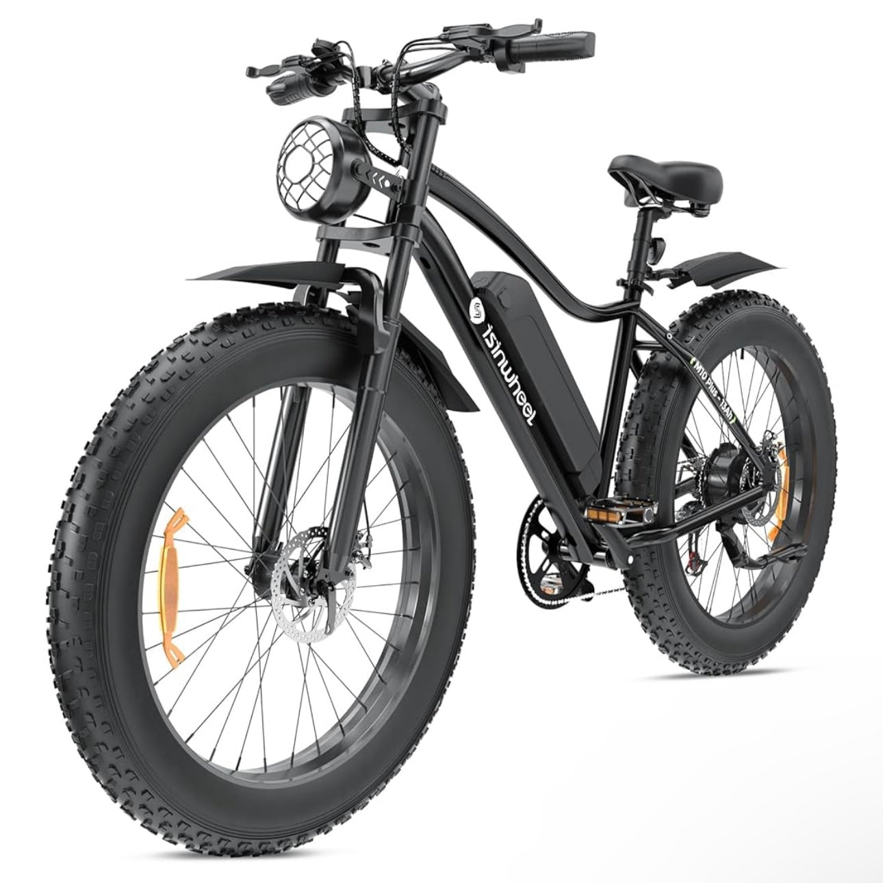 isinwheel M10Plus Electric Bike for Adults, 1000W Peak Motor, 120KM Pas Range & 45KM/H Speed, 26"*4.0 Fat Tire, Commuting Electric Mountain Bicycle with 48V 13Ah Removable Battery & Front Suspension