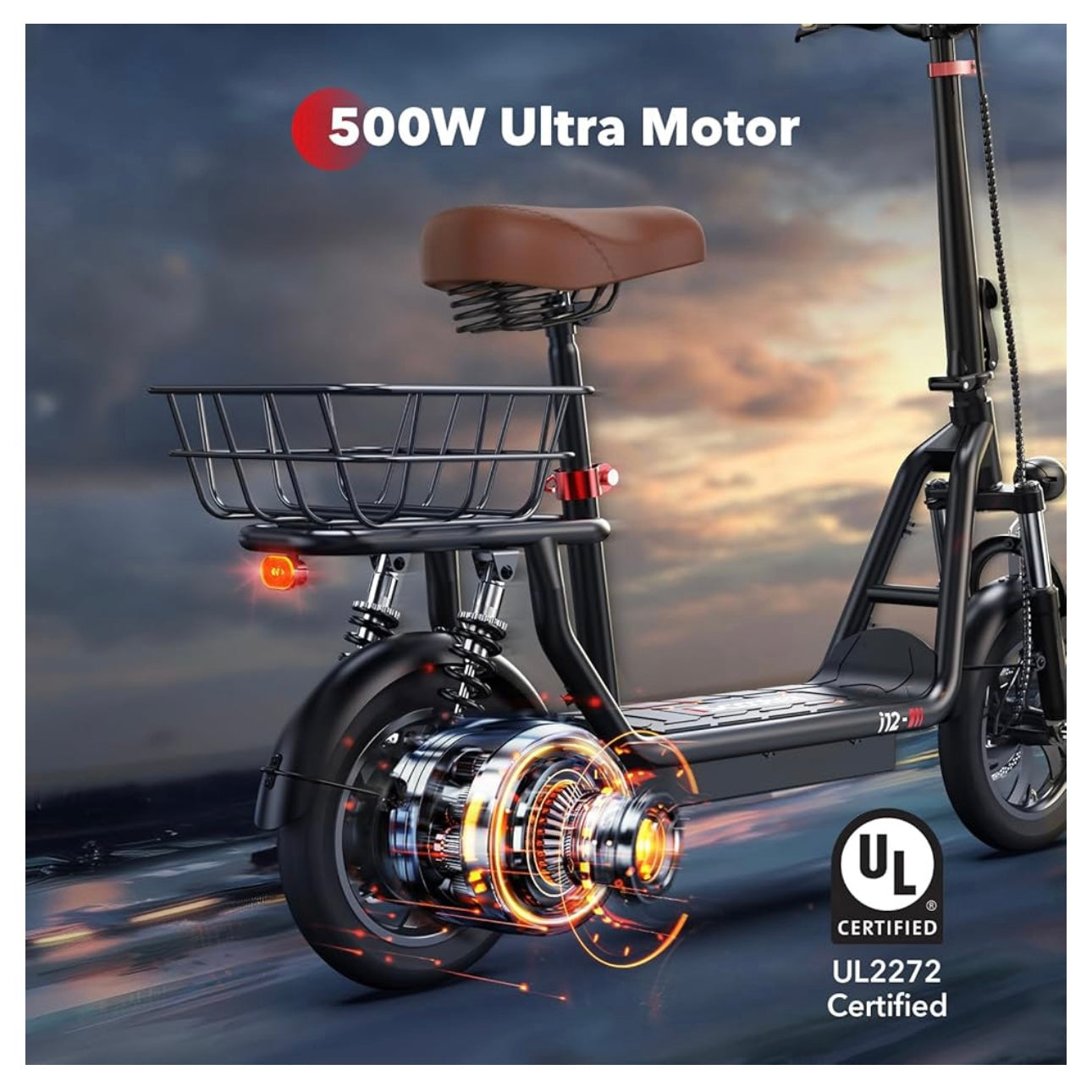 iScooter Electric Scooter with Seat, 45/35 KM Range & 45/25 KM/H, Power by 800W/500W Motor 14" / 12", Height Adjustable Seat & Handlebar, Dual Suspensions Foldable Scooter with Basket for Adults