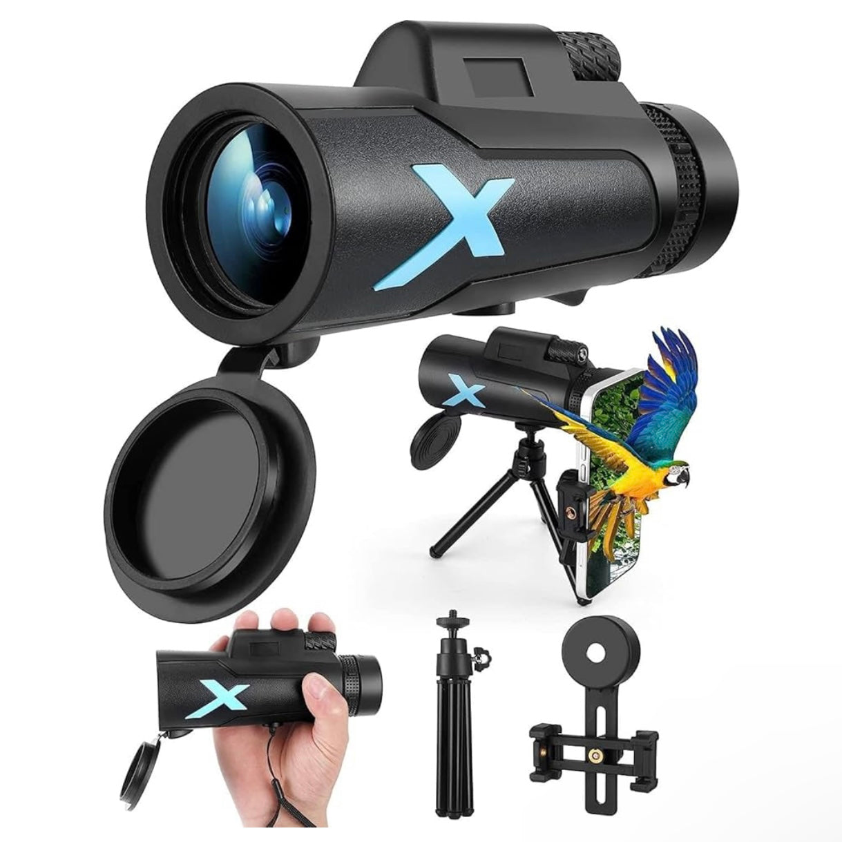12x50 High-Power Monocular Telescope with Smartphone Tripod - Compact NO.XNX1607
