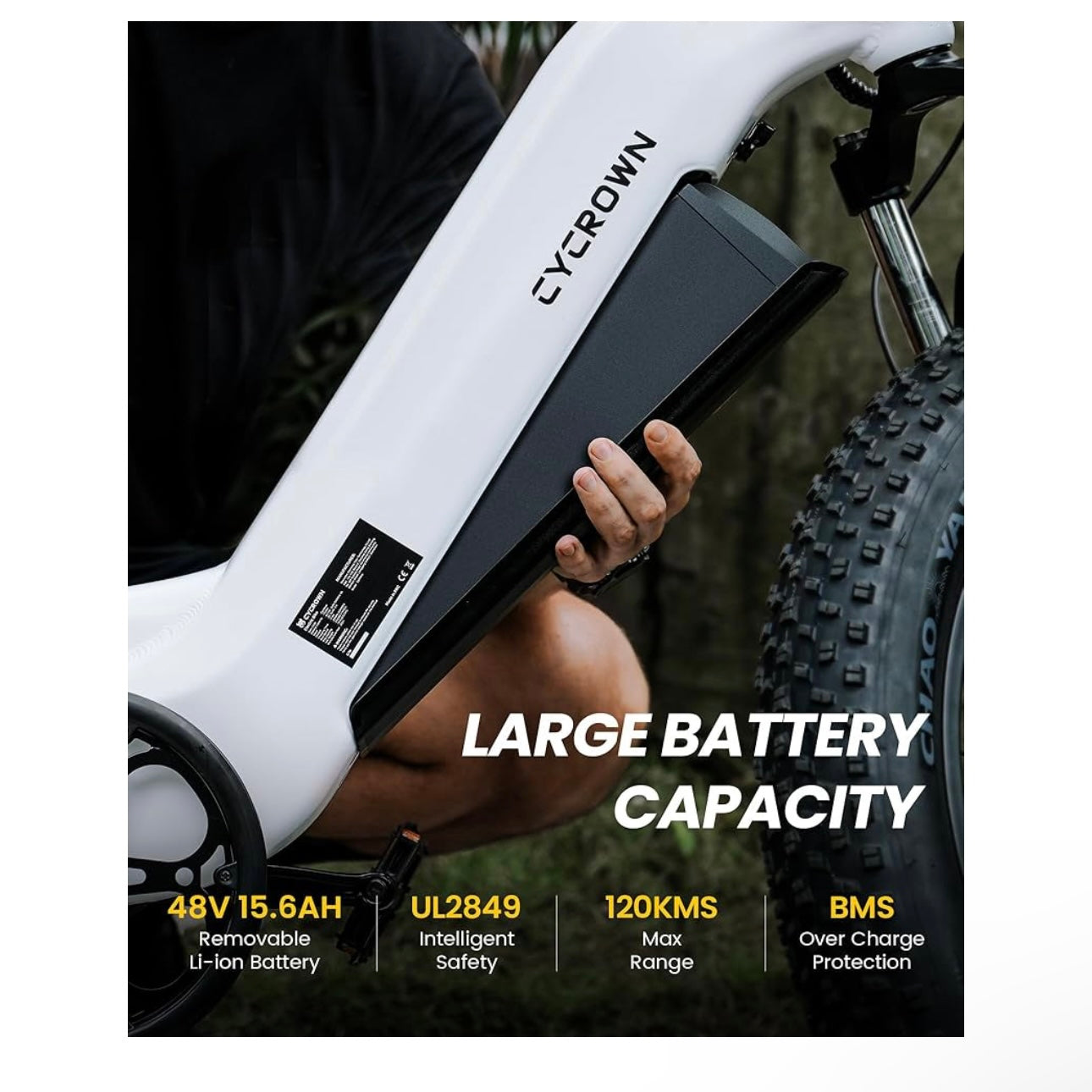 CYCROWN CycVerve Electric Bike, 26" x4.0 Fat Tire Step-Thru Ebike for Adults, 48V 15.6Ah Removable Battery, MAX 120KM PAS Range & 45KMH, 1000W Peak Motor Commuter Mountain Electric Bicycle, 7 Speed
