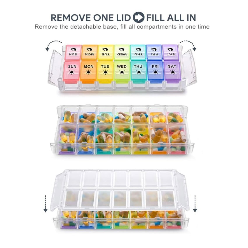 Weekly Pill Organizer 2 Times a Day Large