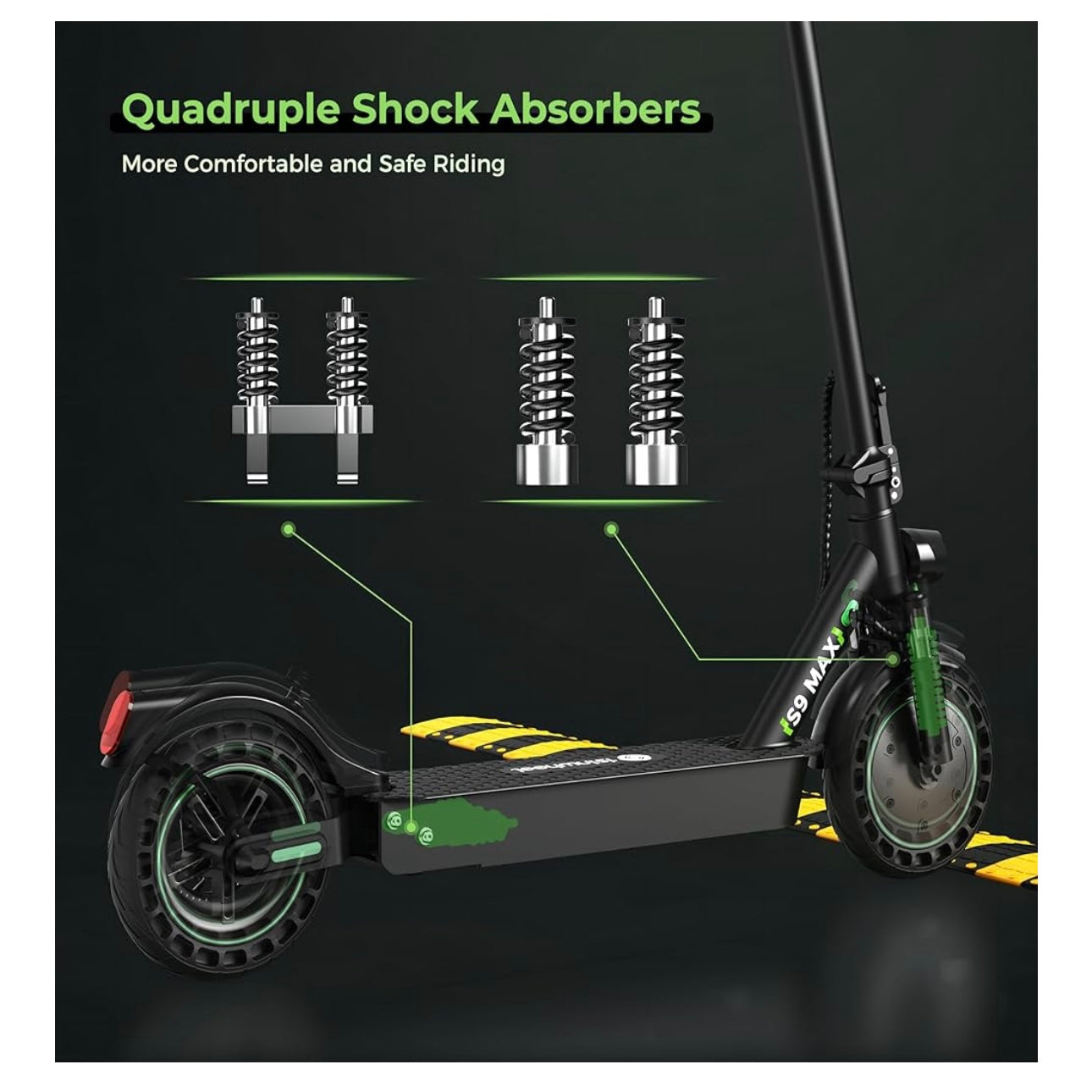 isinwheel Electric Scooter,800W Peak Motor Electric Scooter Adult, 30km/h 35km Max Range