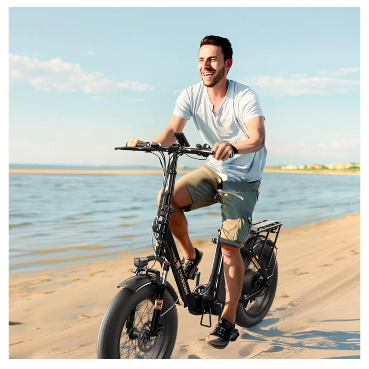 CycFree New Electric Bike, 1000W Peak Motor 20" Fat Tire Ebike for Adults, Up to 120Km PAS Range & 32Km/h Speed Step-Thru City Commuter Electric Bicycle with Removable Battery, All-Terrain 7-Speed