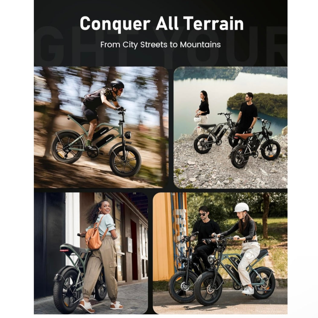 CYCROWN CycHunter Electric Bike for Adults (1000W Motor/ 190KM Range/ 45KM/H Top Speed/ 7 Speed Gearing/ Full Suspension/ Dual 48V 26Ah Batteries)