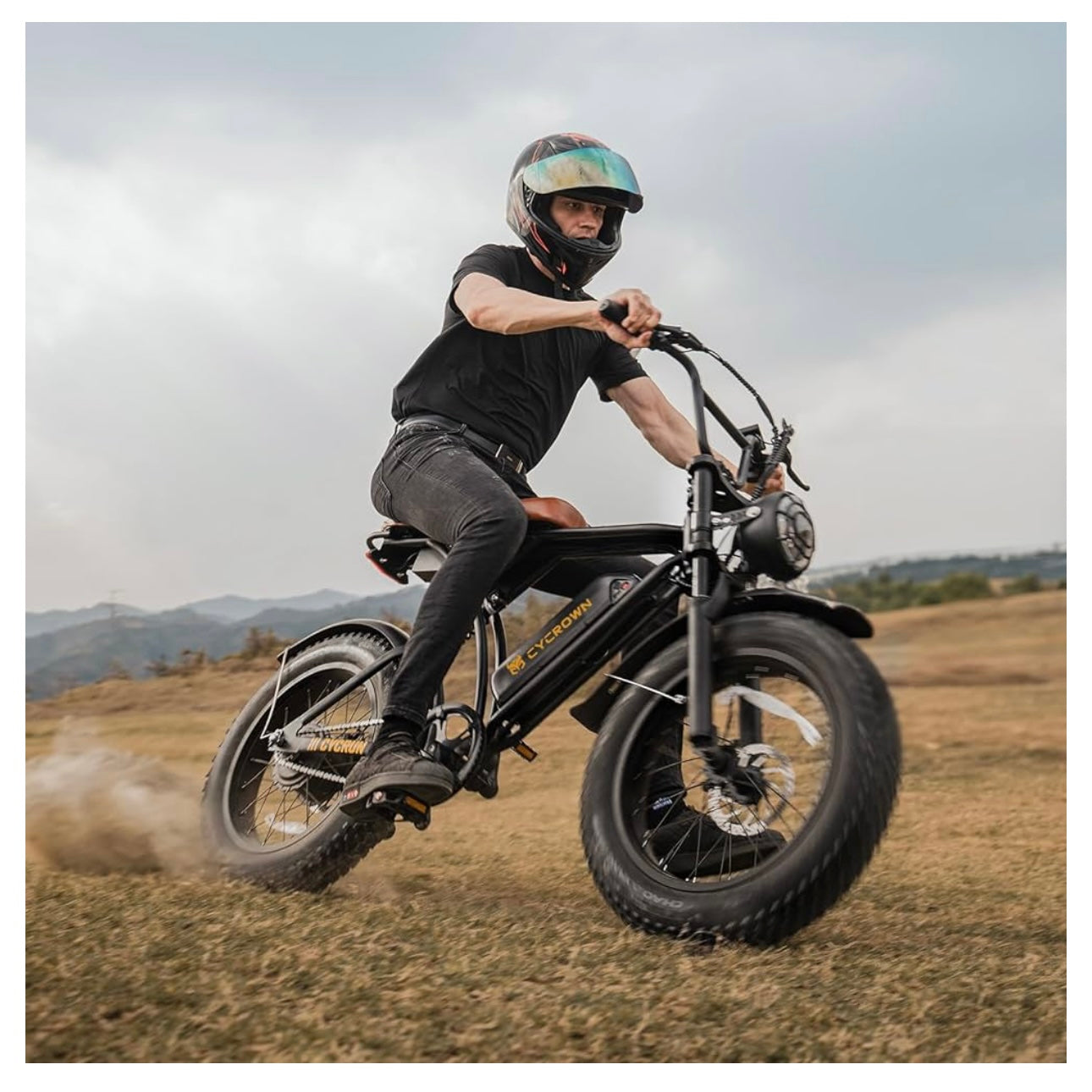 CYCROWN CycRun Electric Bike, 20x4 Fat Tire Ebike 88/104/176KM PAS Range, 750W Motor Off Road E Bike for Adults, Max 32 KMH Speed, Full Suspension Electric Motorcycle Dirt Bike,UL2849