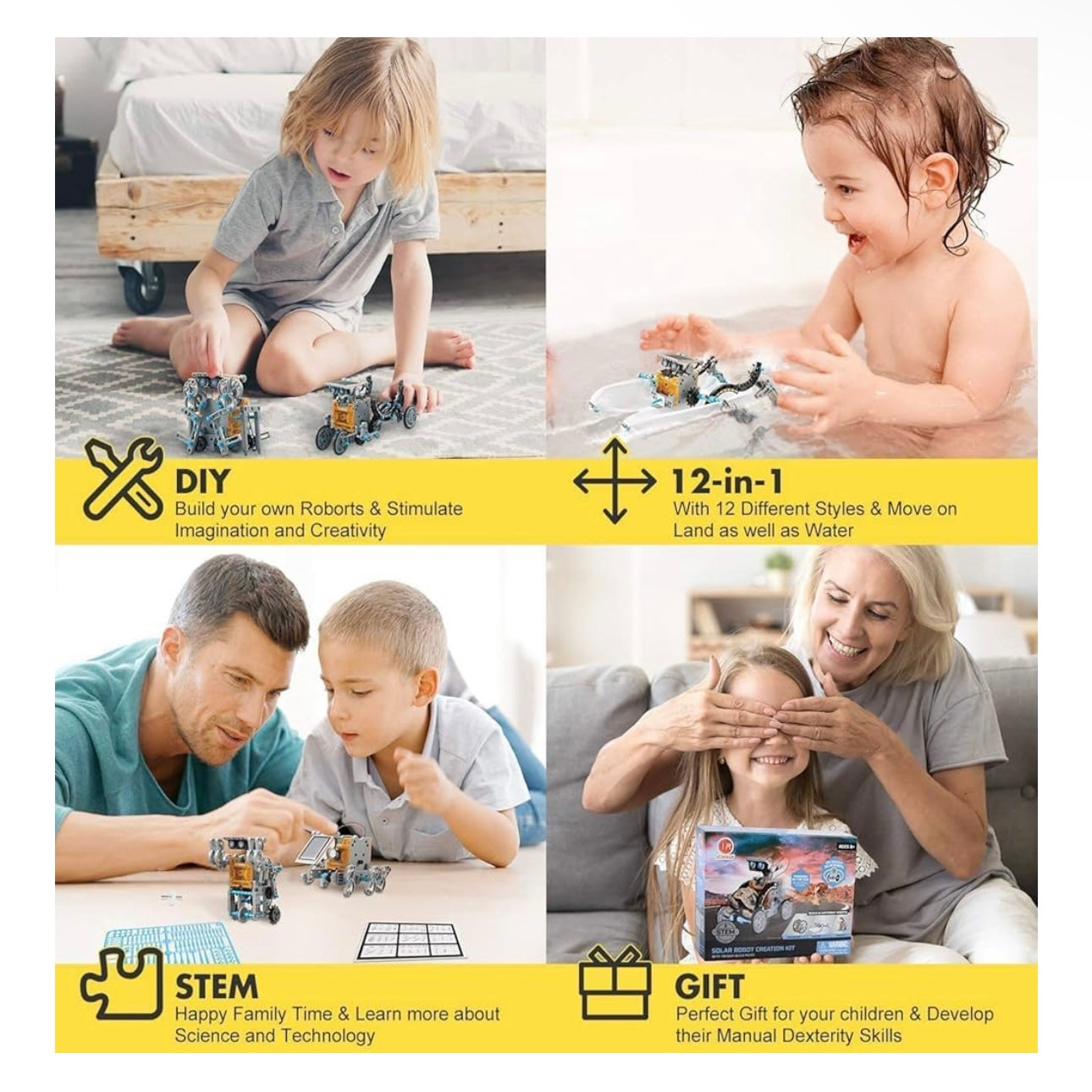 CIRO Solar Robot kit 12 in 1 Educational STEM Learning Science Building Toys for Kids Age 8-12