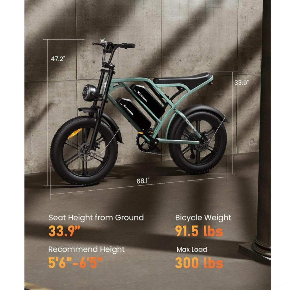 CYCROWN CycHunter Electric Bike for Adults (1000W Motor/ 190KM Range/ 45KM/H Top Speed/ 7 Speed Gearing/ Full Suspension/ Dual 48V 26Ah Batteries)