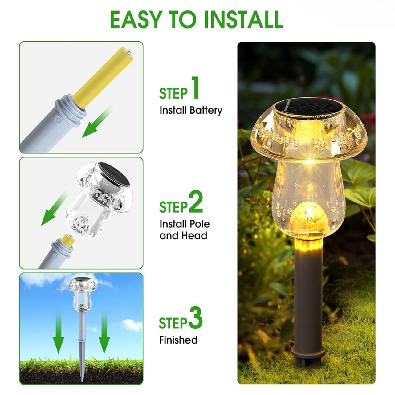 8 Pack Waterproof Solar Mushroom Lights