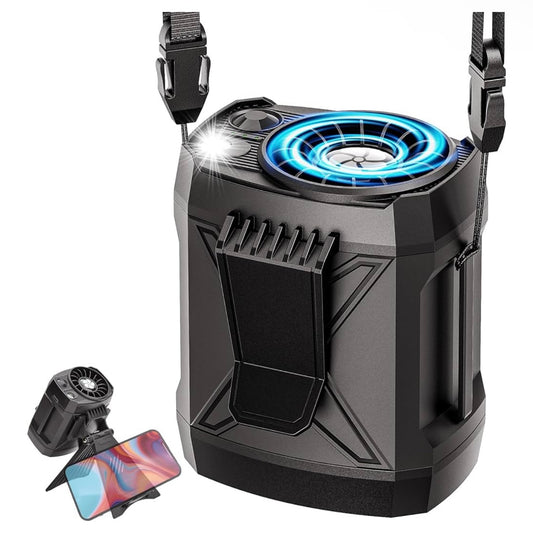 Portable Fan Rechargeable,4 Speeds Strong Airflow Small Fan Waist,Battery Powered Mini Fan Handheld,Neck Fan for Travel Camping Outdoor Jobsite,Personal Fan Wearable-Black with Bracket