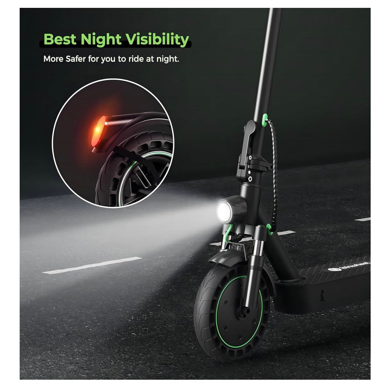 isinwheel Electric Scooter,800W Peak Motor Electric Scooter Adult, 30km/h 35km Max Range