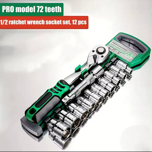 72 Tooth12 piece Ratchet Wrench Socket Set 1/2 "