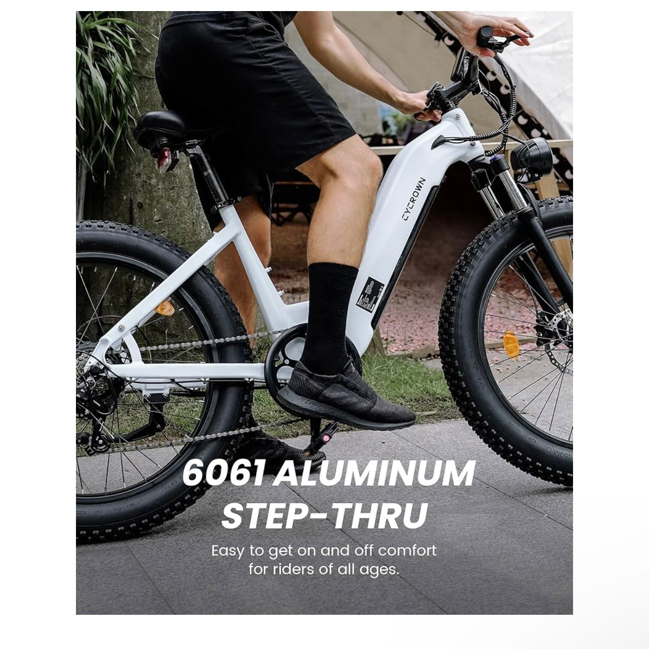 CYCROWN CycVerve Electric Bike, 26" x4.0 Fat Tire Step-Thru Ebike for Adults, 48V 15.6Ah Removable Battery, MAX 120KM PAS Range & 45KMH, 1000W Peak Motor Commuter Mountain Electric Bicycle, 7 Speed