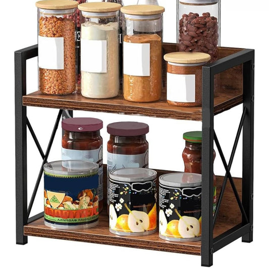 2 Tier Shelf Kitchen Counter Organizer Brown