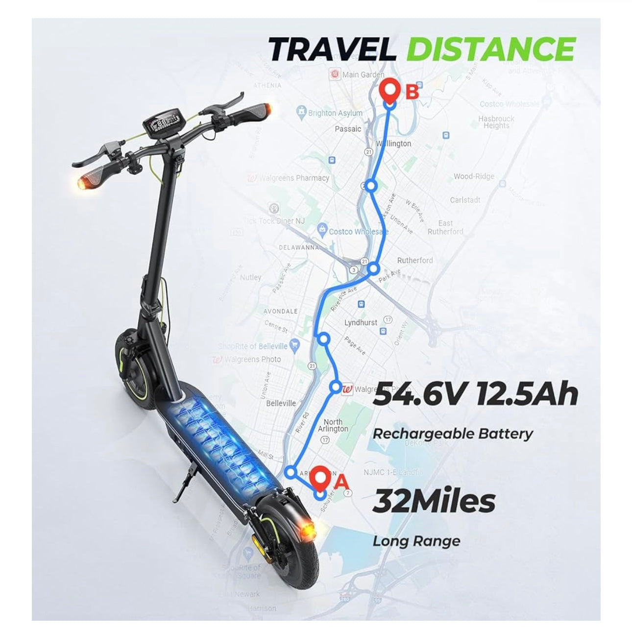 isinwheel Electric Scooter for Adults, 1000W Motor for 45 KM/H Top Speed, E-Scooter up to 40-51KM PAS Range