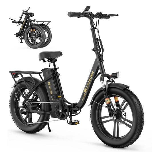 CYCROWN CycFree-MAX Electric Bike for Adults 120KM, 20"*4.0 Fat Tire Ebike Peak 1500W 32KMH, 48V/20Ah Removable Battery, Folding Electric Bicycle with 7-Speed-SIS, Full Suspension for Commuting