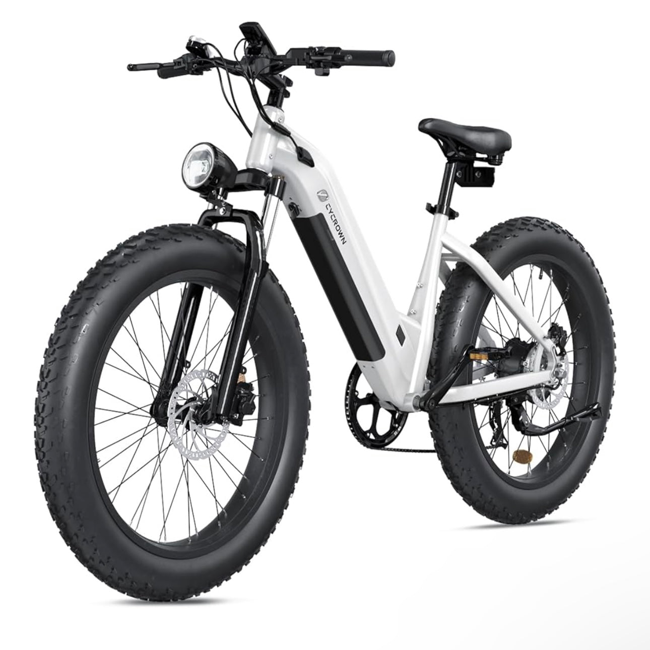 CYCROWN CycVerve Electric Bike, 26" x4.0 Fat Tire Step-Thru Ebike for Adults, 48V 15.6Ah Removable Battery, MAX 120KM PAS Range & 45KMH, 1000W Peak Motor Commuter Mountain Electric Bicycle, 7 Speed