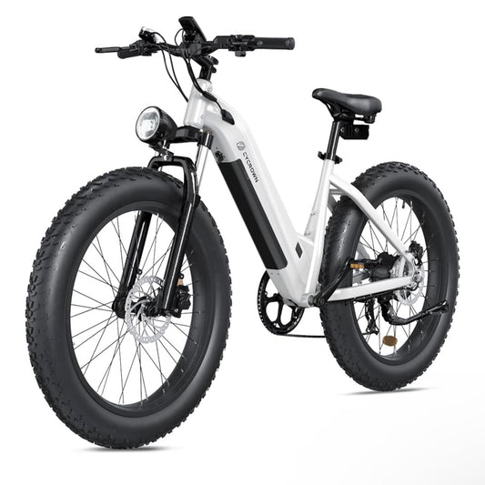 CYCROWN CycVerve Electric Bike, 26" x4.0 Fat Tire Step-Thru Ebike for Adults, 48V 15.6Ah Removable Battery, MAX 120KM PAS Range & 45KMH, 1000W Peak Motor Commuter Mountain Electric Bicycle, 7 Speed