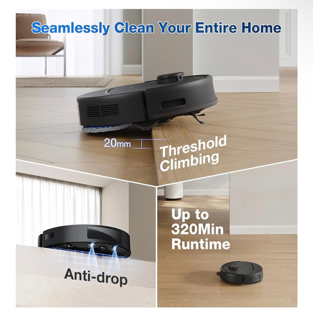 ECOVACS DEEBOT N30 PRO OMNI Robot Vacuum and Mop, 10000Pa Suction, TruEdge Adaptive Edge Mopping, ZeroTangle 2.0 Technology,140℉ Hot Water Mop Washing, Hot Air-Drying, Self-Emptying, Auto-lift Mopping