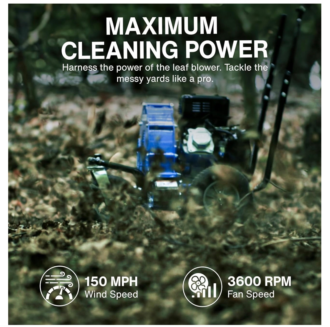 Landworks Leaf Blower Wheeled Walk Behind Jet Sweep Manual-Propelled Powerful 7HP 4 Stroke OHV Motor Output Wind Force of 150 MPH / 1270 CFM at 3600RPM