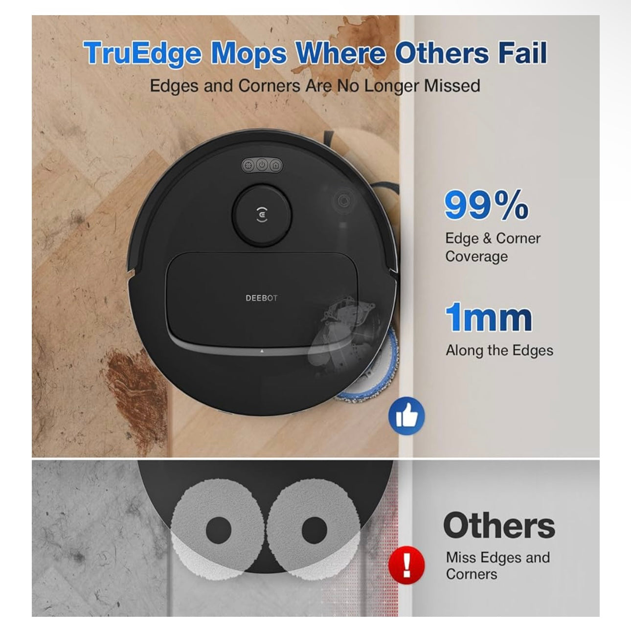 ECOVACS DEEBOT N30 PRO OMNI Robot Vacuum and Mop, 10000Pa Suction, TruEdge Adaptive Edge Mopping, ZeroTangle 2.0 Technology,140℉ Hot Water Mop Washing, Hot Air-Drying, Self-Emptying, Auto-lift Mopping