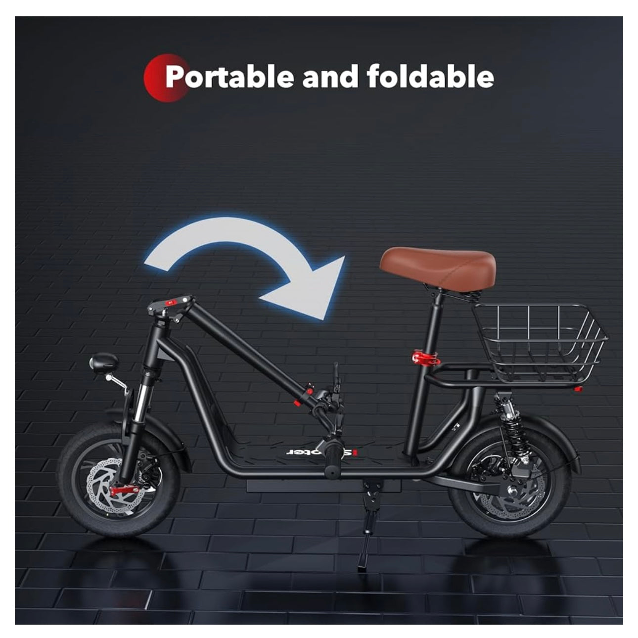 iScooter Electric Scooter with Seat, 45/35 KM Range & 45/25 KM/H, Power by 800W/500W Motor 14" / 12", Height Adjustable Seat & Handlebar, Dual Suspensions Foldable Scooter with Basket for Adults