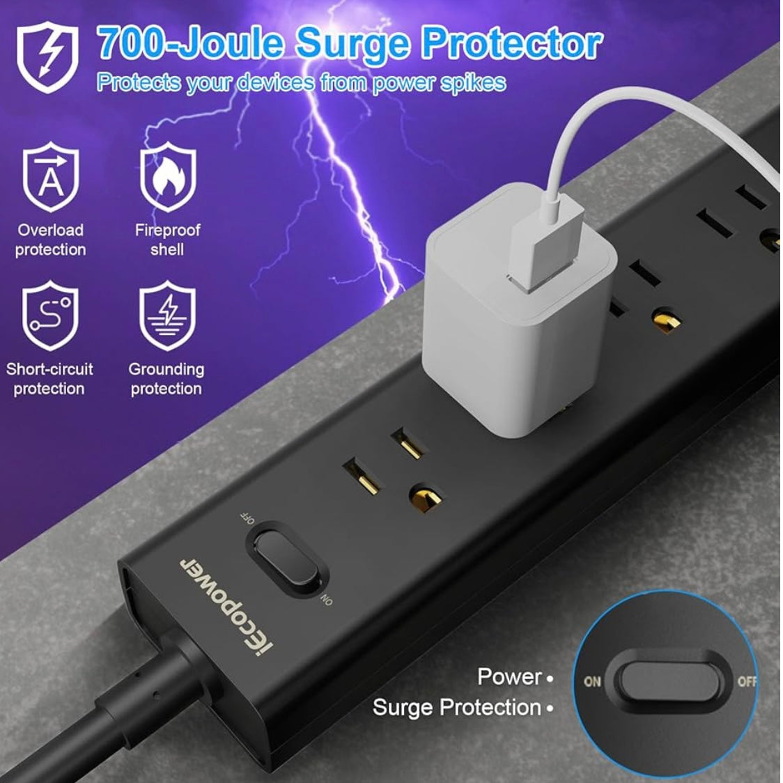 5FT Extension Cord Power Bar