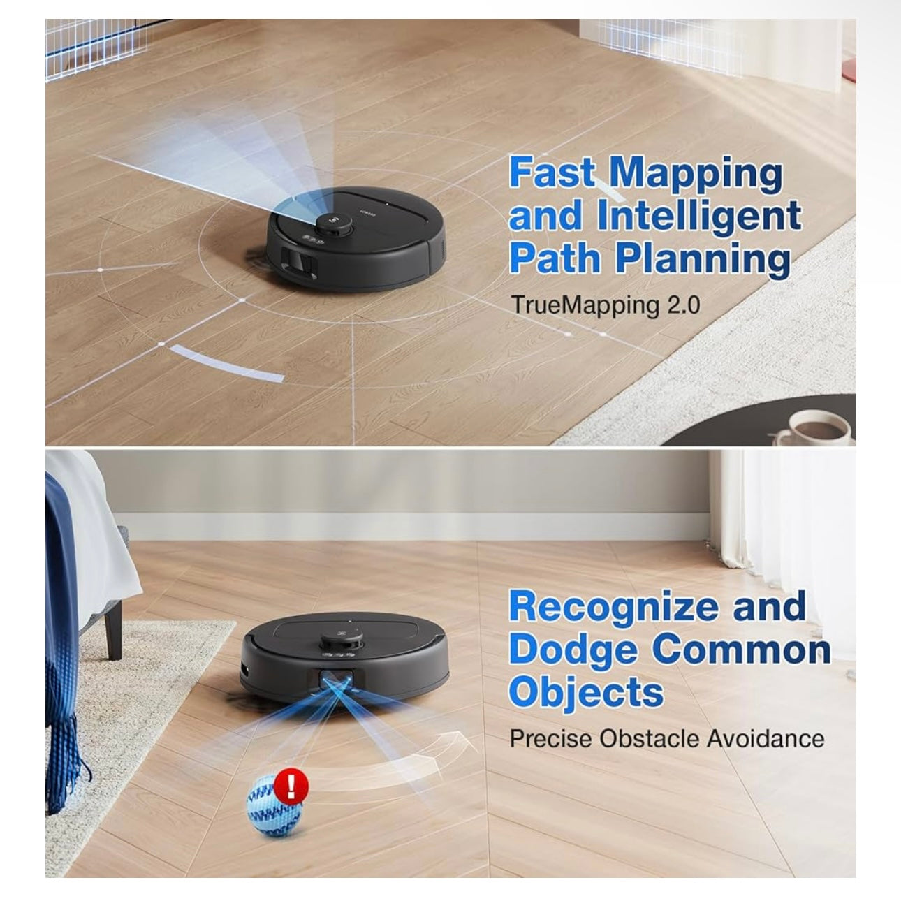 ECOVACS DEEBOT N30 PRO OMNI Robot Vacuum and Mop, 10000Pa Suction, TruEdge Adaptive Edge Mopping, ZeroTangle 2.0 Technology,140℉ Hot Water Mop Washing, Hot Air-Drying, Self-Emptying, Auto-lift Mopping