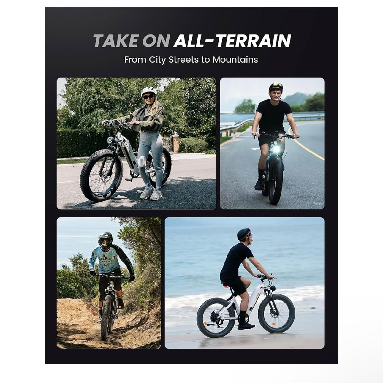 CYCROWN CycVerve Electric Bike, 26" x4.0 Fat Tire Step-Thru Ebike for Adults, 48V 15.6Ah Removable Battery, MAX 120KM PAS Range & 45KMH, 1000W Peak Motor Commuter Mountain Electric Bicycle, 7 Speed
