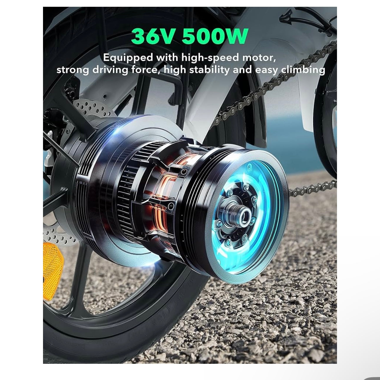 isinwheel U3 Electric Bike for Adults, Peak 750W Folding Ebike Upto 72Km & 30Km/h, 3A Fast Charger for 36V 7.8Ah Battery, Commuting Bike with Rear Seat & Front Suspension