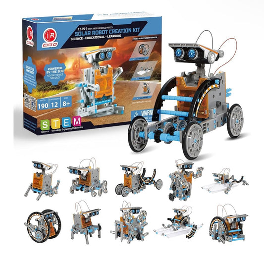 CIRO Solar Robot kit 12 in 1 Educational STEM Learning Science Building Toys for Kids Age 8-12