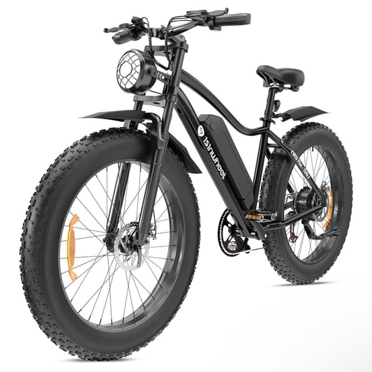 isinwheel M10Plus Electric Bike for Adults, 1000W Peak Motor, 120KM Pas Range & 45KM/H Speed, 26"*4.0 Fat Tire, Commuting Electric Mountain Bicycle with 48V 13Ah Removable Battery & Front Suspension
