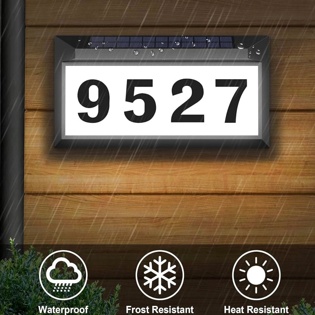 Solar Address Sign, Lighted Address Numbers Outdoor Waterproof, Illuminated LED Address Plaque, House Numbers for Outside