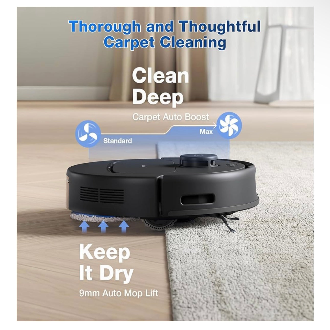 ECOVACS DEEBOT N30 PRO OMNI Robot Vacuum and Mop, 10000Pa Suction, TruEdge Adaptive Edge Mopping, ZeroTangle 2.0 Technology,140℉ Hot Water Mop Washing, Hot Air-Drying, Self-Emptying, Auto-lift Mopping