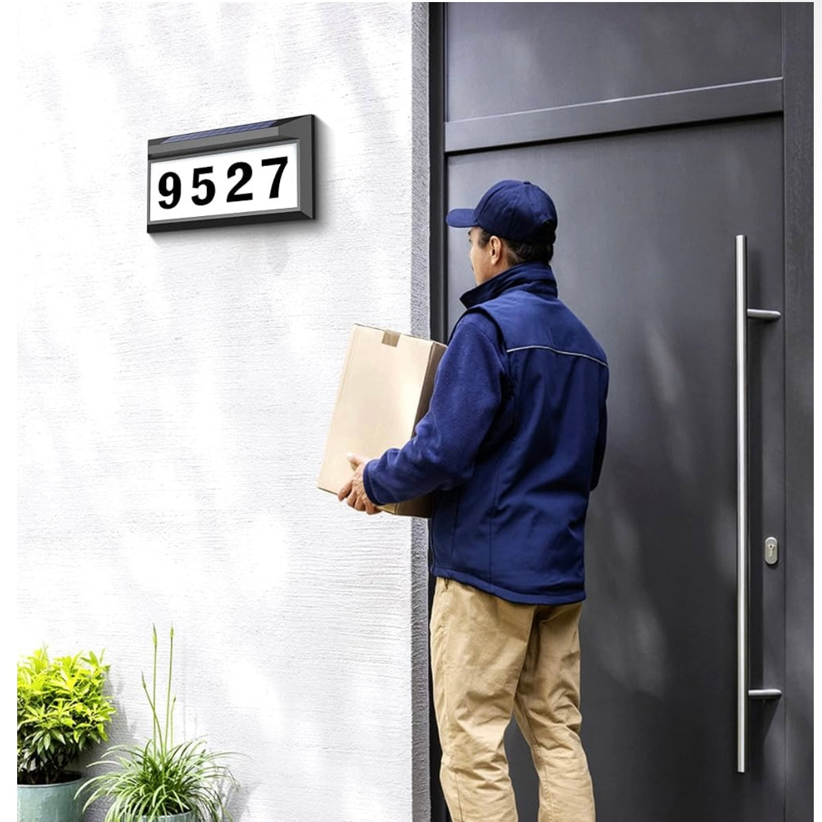 Solar Address Sign, Lighted Address Numbers Outdoor Waterproof, Illuminated LED Address Plaque, House Numbers for Outside