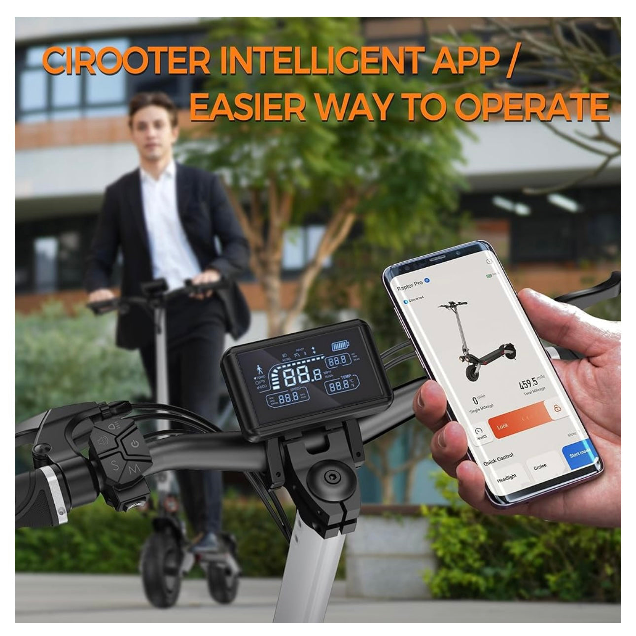 CIRCOOTER 1600W/20Ah Electric Scooter Adult Dual Motor 45 KM/H Top Speed, 60 KM Long Range, Dual Suspensions & 11'' Off-Road Tires, 360°Lighting Foldable Commute E Scooter for Adults, Max Load 330LBS