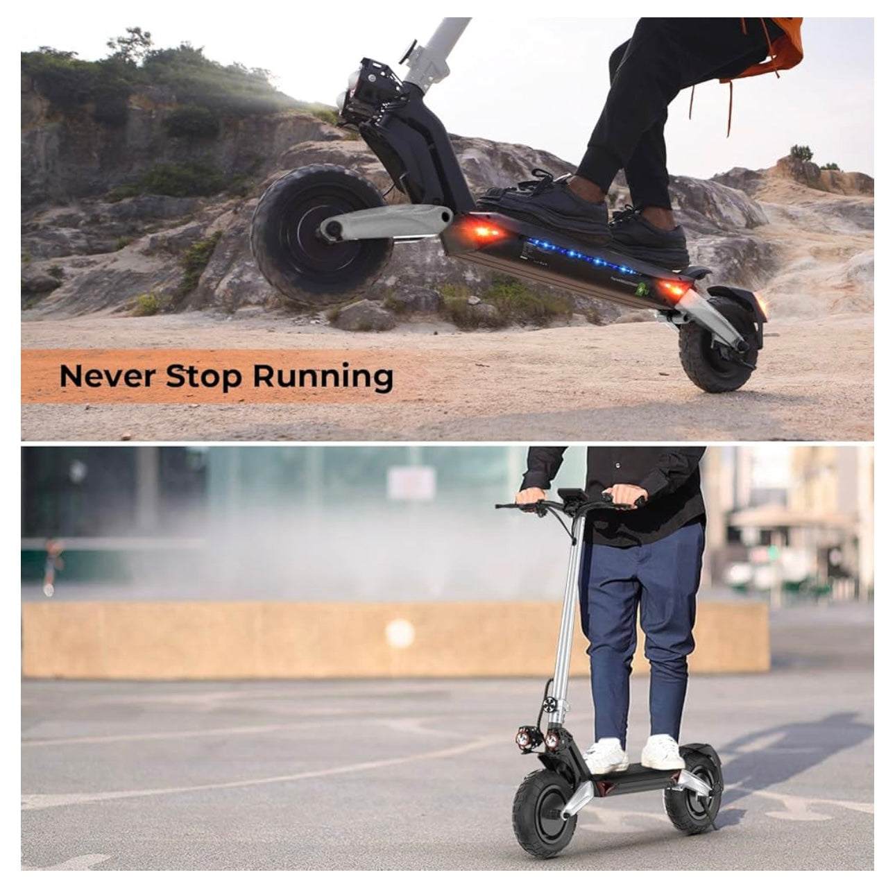CIRCOOTER 1600W/20Ah Electric Scooter Adult Dual Motor 45 KM/H Top Speed, 60 KM Long Range, Dual Suspensions & 11'' Off-Road Tires, 360°Lighting Foldable Commute E Scooter for Adults, Max Load 330LBS