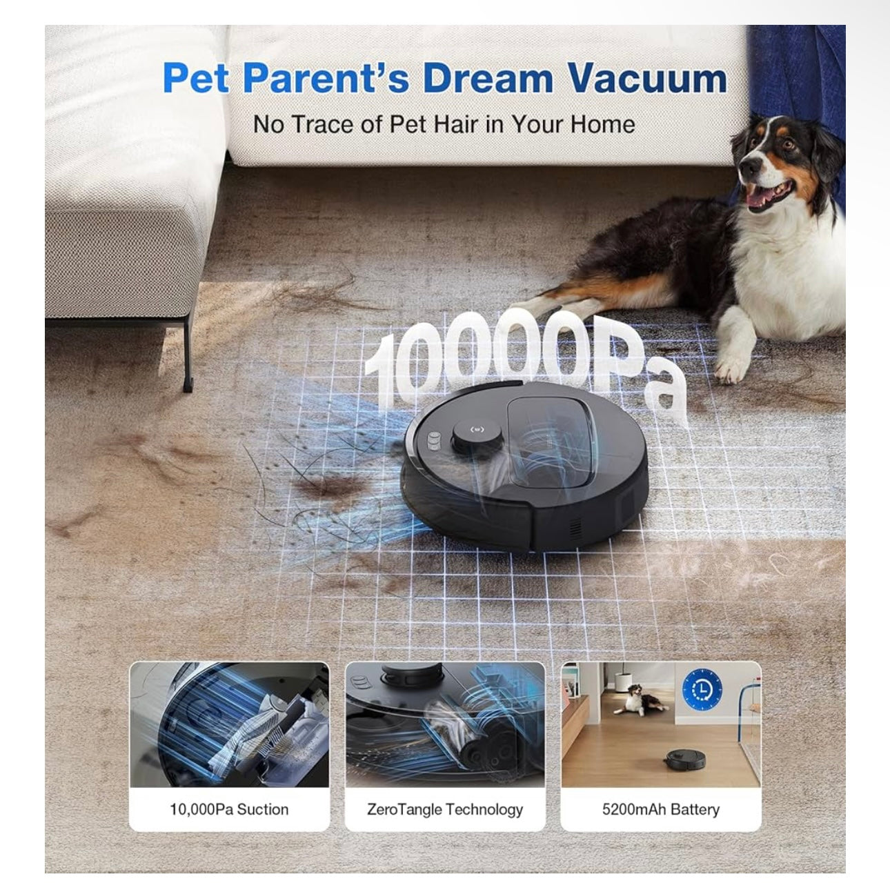 ECOVACS DEEBOT N30 PRO OMNI Robot Vacuum and Mop, 10000Pa Suction, TruEdge Adaptive Edge Mopping, ZeroTangle 2.0 Technology,140℉ Hot Water Mop Washing, Hot Air-Drying, Self-Emptying, Auto-lift Mopping