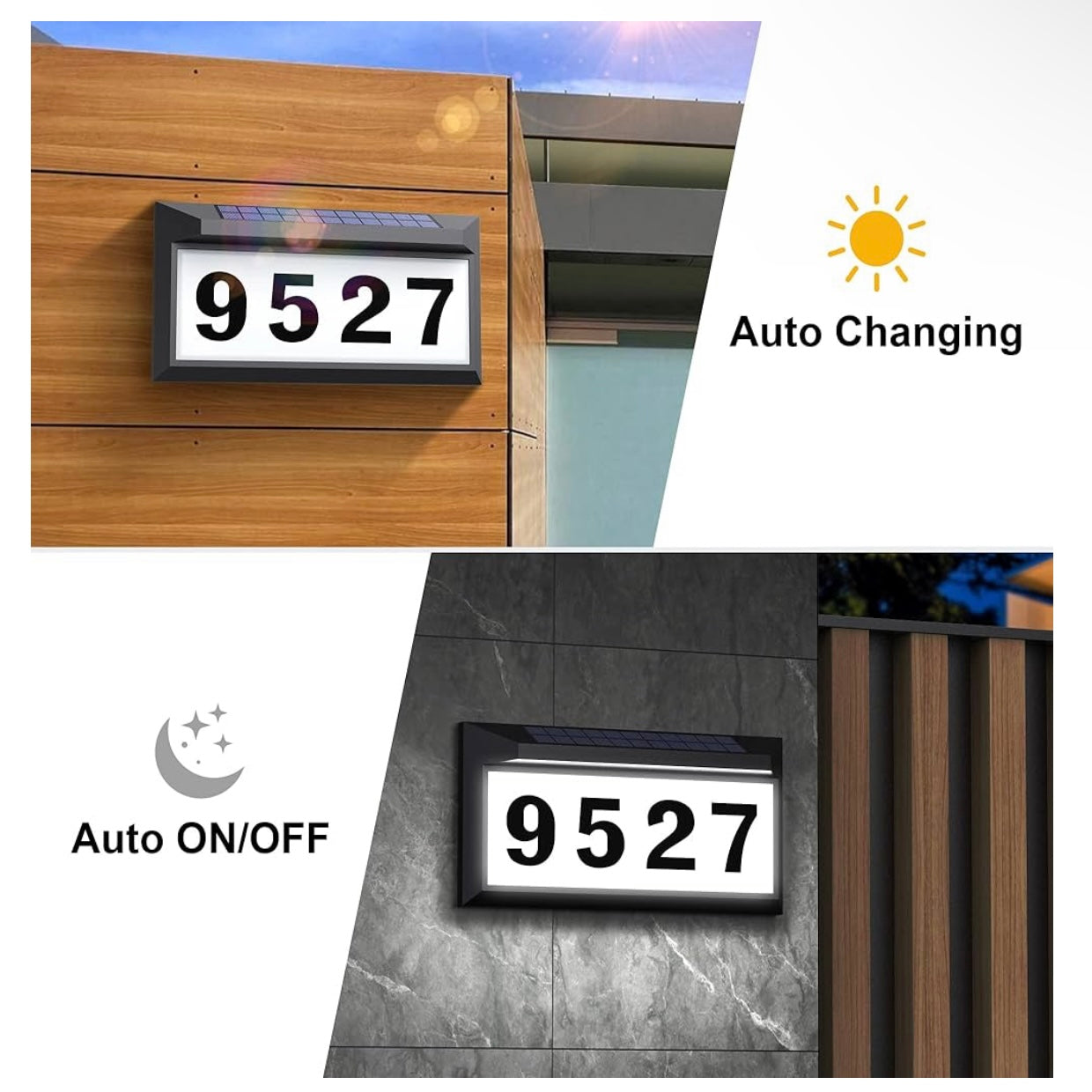 Solar Address Sign, Lighted Address Numbers Outdoor Waterproof, Illuminated LED Address Plaque, House Numbers for Outside
