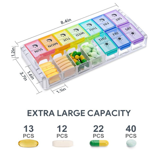 Weekly Pill Organizer 2 Times a Day Large
