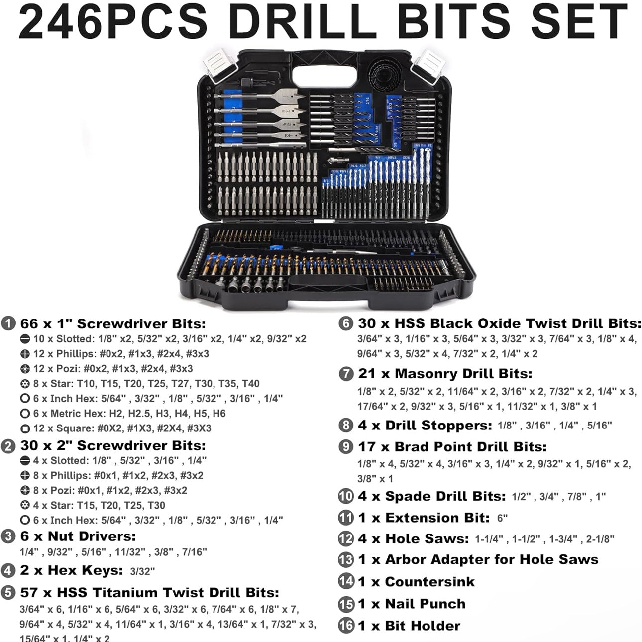 COMOWARE Drill Bit Set 246 Pcs NO.XNX1644