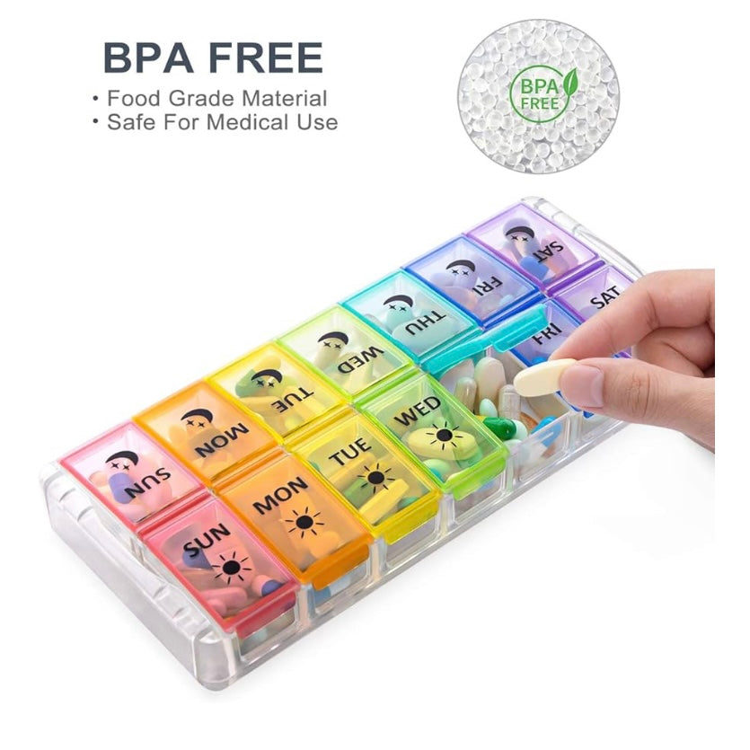 Weekly Pill Organizer 2 Times a Day Large