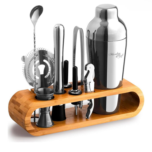 10-Piece Bar Tool Set with Stylish Bamboo Stand