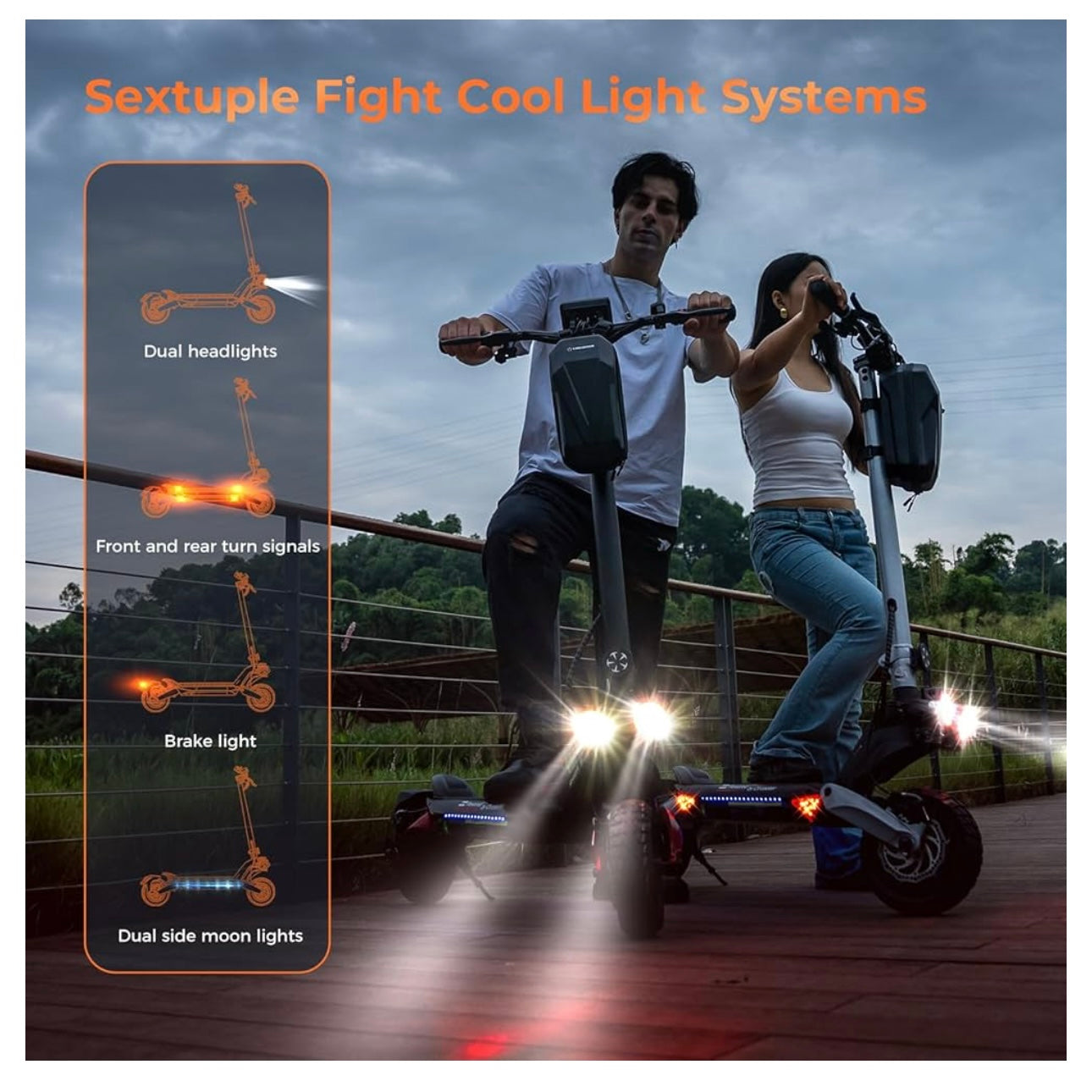 CIRCOOTER 1600W/20Ah Electric Scooter Adult Dual Motor 45 KM/H Top Speed, 60 KM Long Range, Dual Suspensions & 11'' Off-Road Tires, 360°Lighting Foldable Commute E Scooter for Adults, Max Load 330LBS
