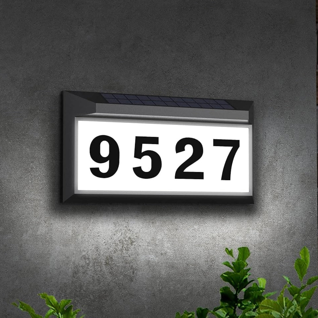 Solar Address Sign, Lighted Address Numbers Outdoor Waterproof, Illuminated LED Address Plaque, House Numbers for Outside