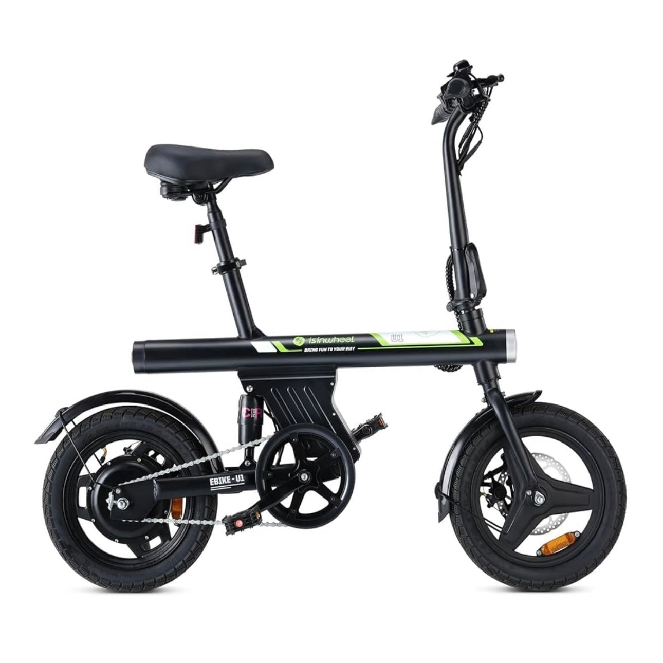 isinwheel U1 Commuter Adults Electric Bike (500W Motor/40KM/32KM/h Top Speed - UL 2849 & CFR1512 - Dual Disc Brakes - 7.8Ah Battery - Center Suspension )